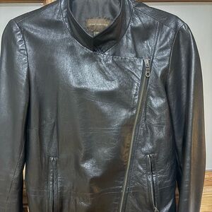 Authentic John Carlisle Black Leather Asymmetrical Jacket